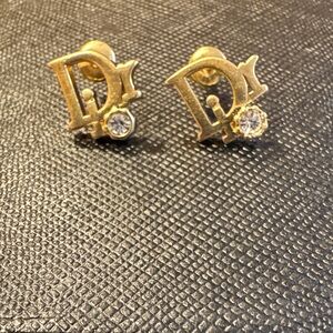 Gold and Silver Stud Earrings with lab diamond
